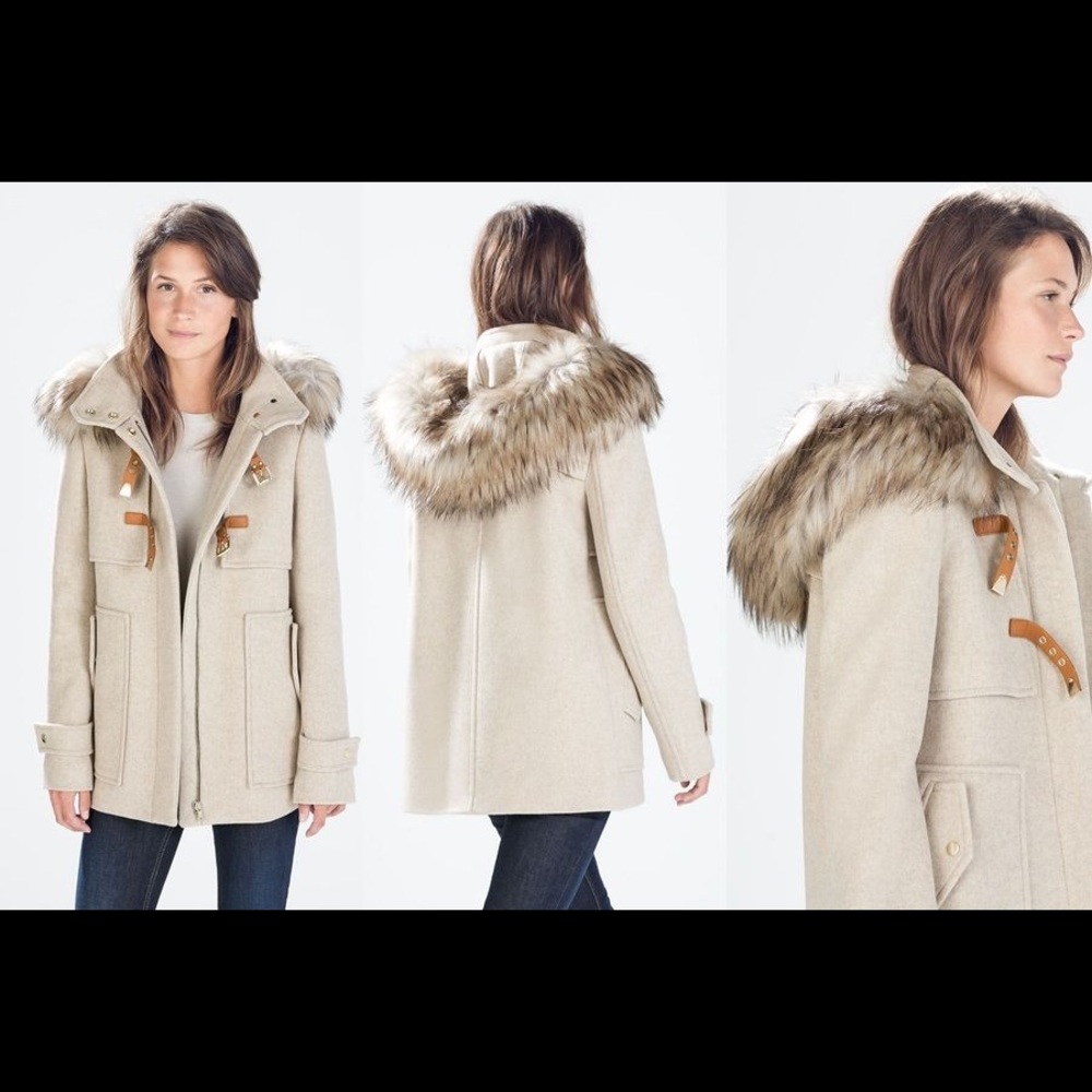 Zara Duffle Military Coat medium green